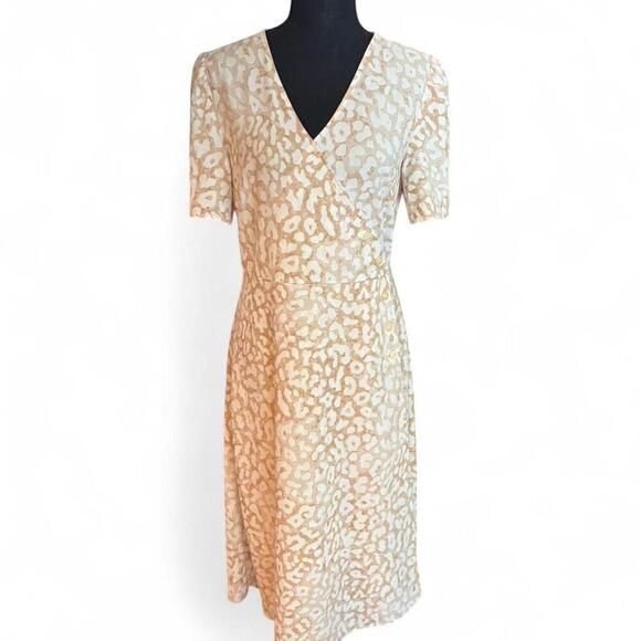 Ann Taylor Dresses & Skirts - Cream and tan leopard print midi dress Size 4